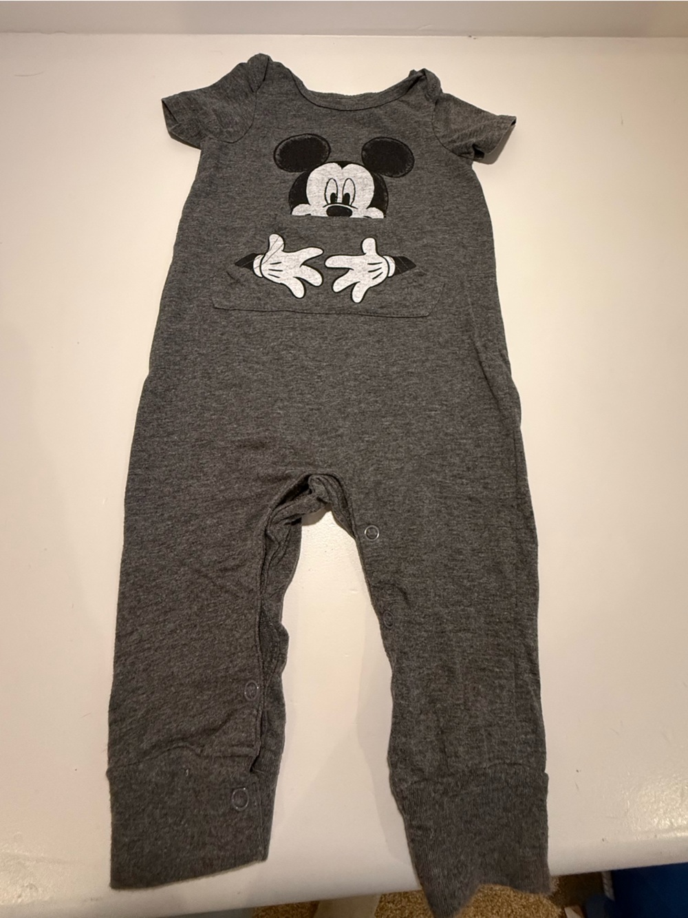 Disney Baby Mickey Mouse Romper 12M Grey One Piece